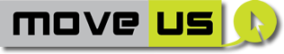Logo MOVE US un rettangolo grigio e uno verde lime