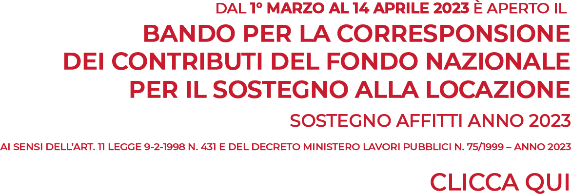 Bando per la corresponsione di contributi a fondo nazionale per il sostegno alla locazione 2023
