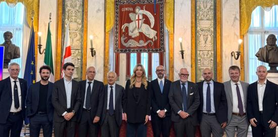 Le Autorità presenti nel Salone di Rappresentanza: al centro la sindaca Salis