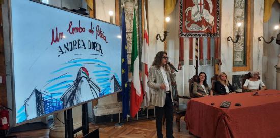 Un momento della presentazione della missione a cura dell'organizzatore della spedizione Andrea Murdock Alpini