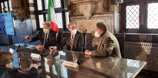 Bucci, Signorini e Toti conferenza stampa sul porto