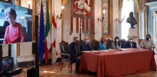 tavolo dei relatori alla conferenza stampa