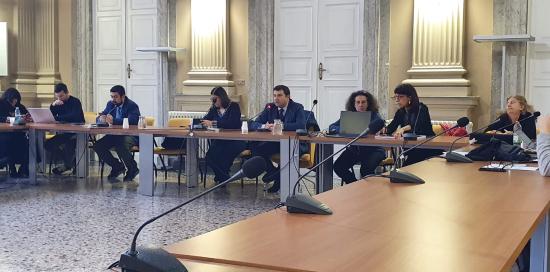 Un momento della presentazione nell'aula consiliare della Bassa Val Bisagno. Presenti Mascia e gli uffici tecnici