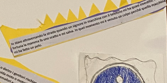 La testimonianza scritta di un bimbo che racconta di essere quasi stato investito da un automobilista