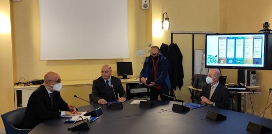 Pongilgione, Campora e Palacio Urrutia in conferenza stampa