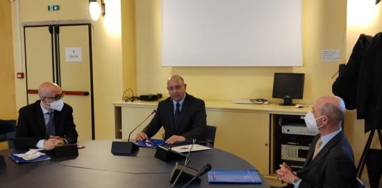 Pongilgione, Campora e Palacio Urrutia in conferenza stampa