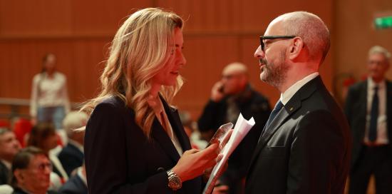 La sindaca di Genova Silvia Salis insieme al presidente di Confcommercio Genova Alessandro Cavo