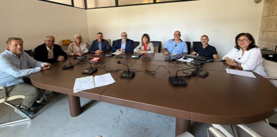 Foto della conferenza stampa a Palazzo Tursi: presenti tra gli altri assessora Lodi e presidente Frulio