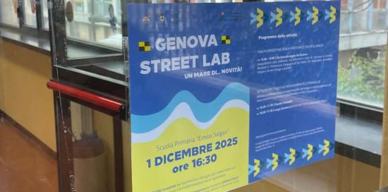 Un volantino che annuncia le iniziative del 1° dicembre per l’inaugurazione ufficiale di Genova Street Lab