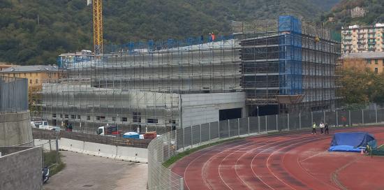 Il cantiere in corso alla Sciorba per la realizzazione della nuova Cittadella dello Sport