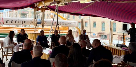 Una foto scattata a bordo della Amerigo Vespucci durante la presentazione dell'evento