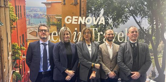 I rappresentanti del Comune di Genova al BIT di Milano: presenti tra gli altri gli assessori Bianchi e Brusoni