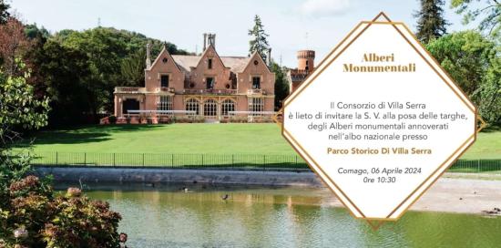 locandina evento: sullo sfondo una meravigliosa visuale del parco