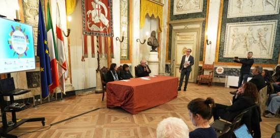 Il Salone di Rappresentanza durante la conferenza stampa