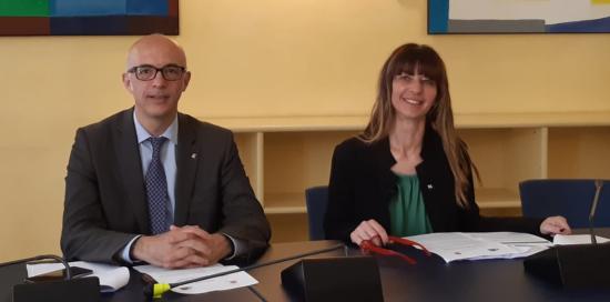 campora e gavuglio al tavolo della conferenza stampa