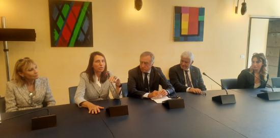 Un momento dell'intervento dell'assessore Rosso durante la presentazione