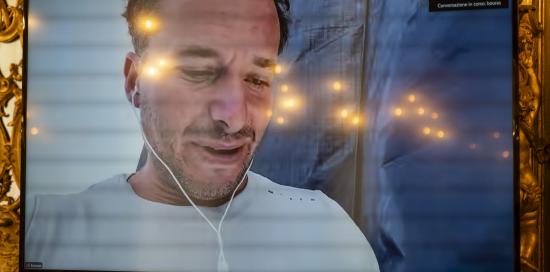 Lo skipper Ambrogio Beccaria in videocollegamento durante la conferenza