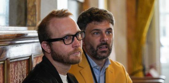 In primo piano il consigliere comunale Filippo Bruzzone