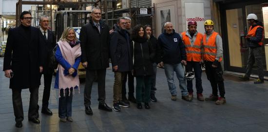 Galleria Mazzini, sopralluogo montaggio lampadari-Gruppo