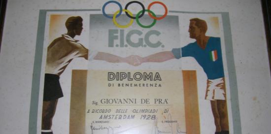 Diploma di benemerenza per la partecipazione alle Olimpiadi di Amsterdam 1928