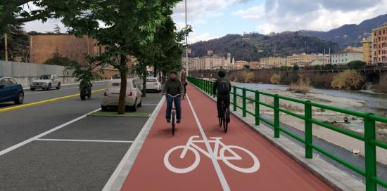 Il render "vista Polcevera" di una porzione di Superlavalle, la pista ciclabile in via di realizzazione tra Fiumara e Pontedecim