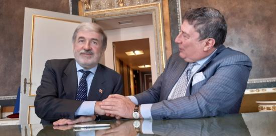 Firma accordo Comune di Genova e Banca di Sviluppo Consiglio d'Europa-Bucci e Monticelli