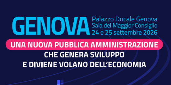 Locandina evento con titolo iniziativa in bianco su sfondo nero e, in alto, "Genova" in azzurro