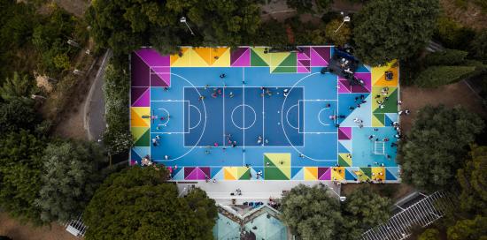 I nuovi playground dei giardini Lamboglia fotografati dall'alto