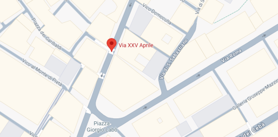 Screen da Google Maps con una cartina che mostra la zona di via XXV Aprile e dintorni