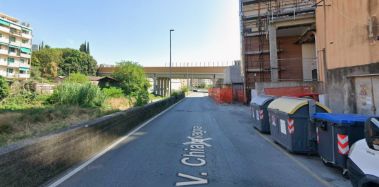 Il tratto di via Chiaravagna che sarà interessato dall'interruzione temporanea della circolazione