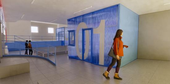 rendering degli interni atrio