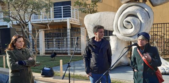 Inaugurazione scultura scenografica Luzzati-Rosso, Montoli, De Barbieri