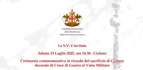 L'intestazione dell'invito ufficiale di partecipazione alla cerimonia, inviato dal Comitato Permanente della Resistenza