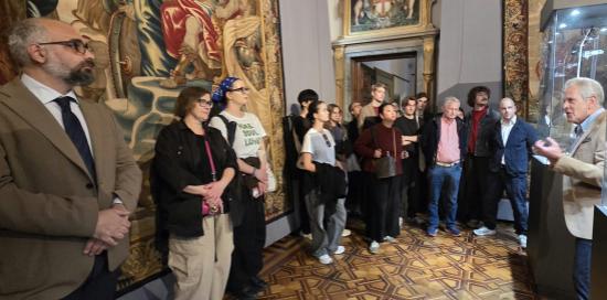 Partecipanti masterclass Premio Paganini in visita a Tursi-Gruppo con ass. Montanari