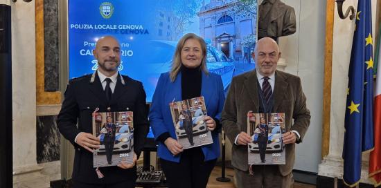 Presentazione calendario 2026 della Polizia Locale-Manzo, Viscogliosi e Garrone