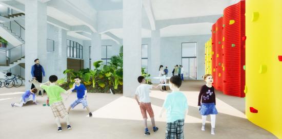 ex mercato Bolzaneto spazi interni (render)