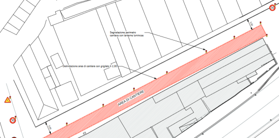 sezione piantina area cantiere via Siffredi