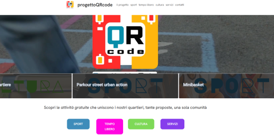 Screenshot del sito - progetto QR Code