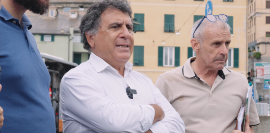 Un momento del sopralluogo con l'assessore Massimo Ferrante e i tecnici di Aster sul torrente Bisagno