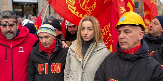 Sindaca Salis a manifestazione ex-Ilva Sindaca Salis a manifestazione ex-Ilva