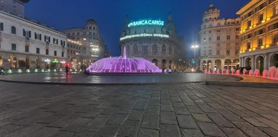 fontana illuminata di rosa