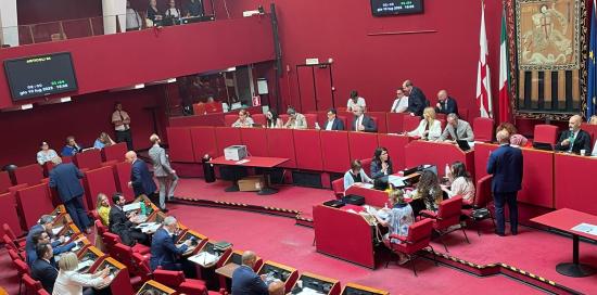 Un'immagine della Sala Rossa di Palazzo Tursi