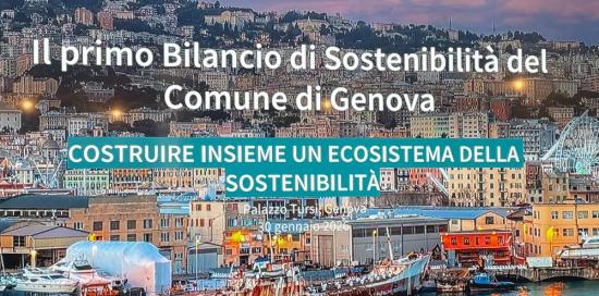 Una delle slide proiettate durante l'evento "per costruire insieme un ecosistema della sostenibilità"