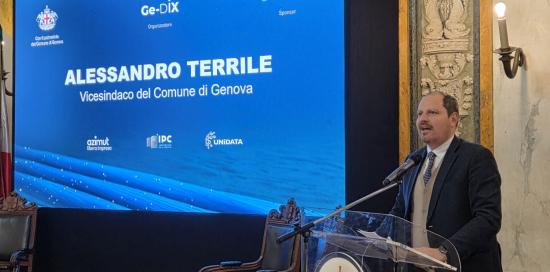 L'intervento del vicesindaco Terrile durante il convegno Ge-Dix