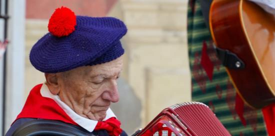 Fisarmonicista durante l'esibizione del Gruppo Folcloristico Città di Genova 