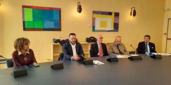 assessori Brusoni, Gambino e Campora; dirigente Valentino Zanin avvocato Filippo Sguerso
