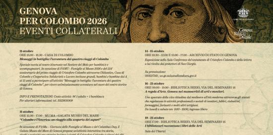 Genova per Colombo 2026: il calendario degli eventi collaterali