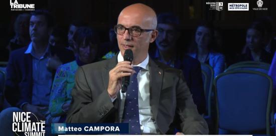 Matteo Campora durante il suo intervento al Nice Climate Summit