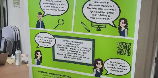 Roll-up Start Tappe all'interno del Centro di Prossimità di Sampierdarena con informazioni multilingue