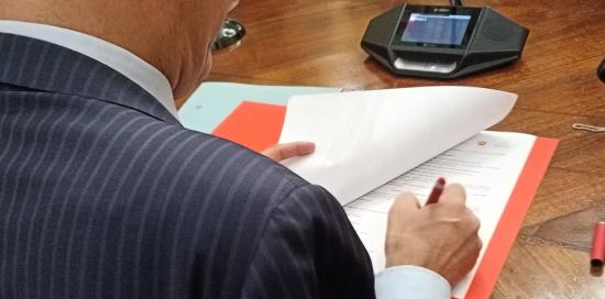 Zoom sulla firma dell'accordo da parte di uno dei contraenti